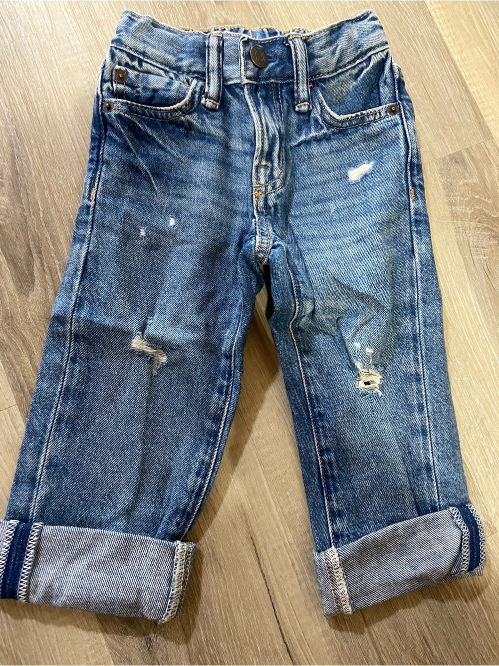 GAP Boys Distressed Blue Slim Straight Jeans